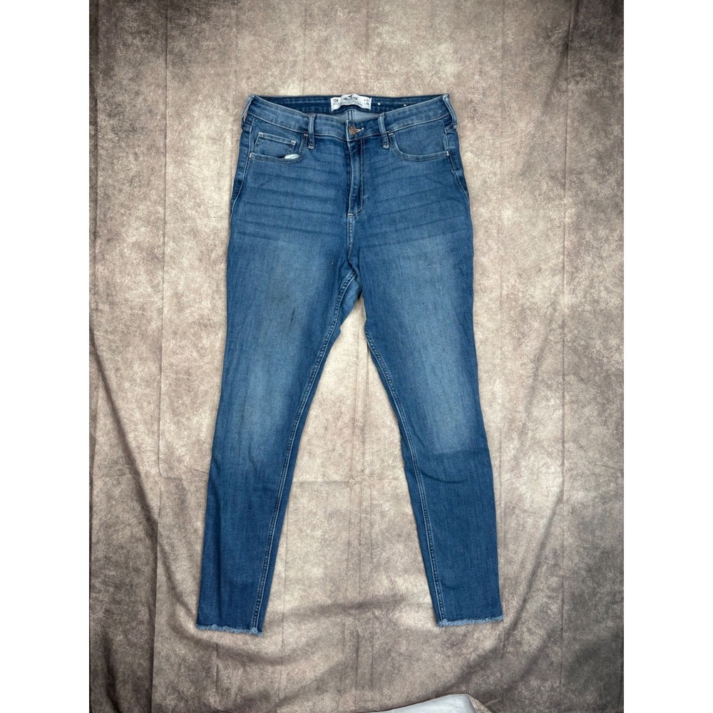 Hollister Womens 13R High Rise Super Skinny Jeans Blue Soft Stretch Raw Hem W31